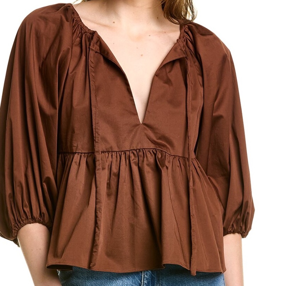 Cynthia Rowley. Polished Cotton Poplin Top. Medium.